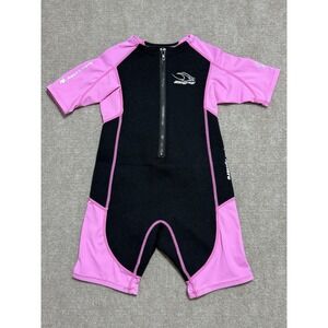 Kids Stingray Aqua Sphere Wetsuit Size 8 Pink / Black Short‎ Sleeve Beach Summer